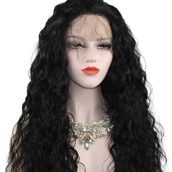 24inch Black Curly Lace Front Wigs